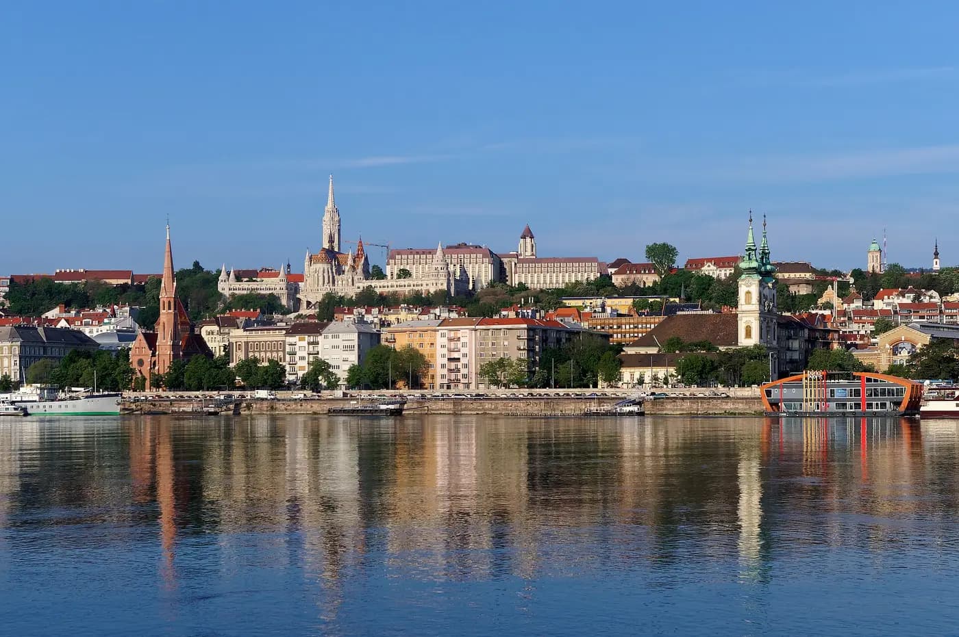 Buda Castle Hill rising above the Danube in Budapest