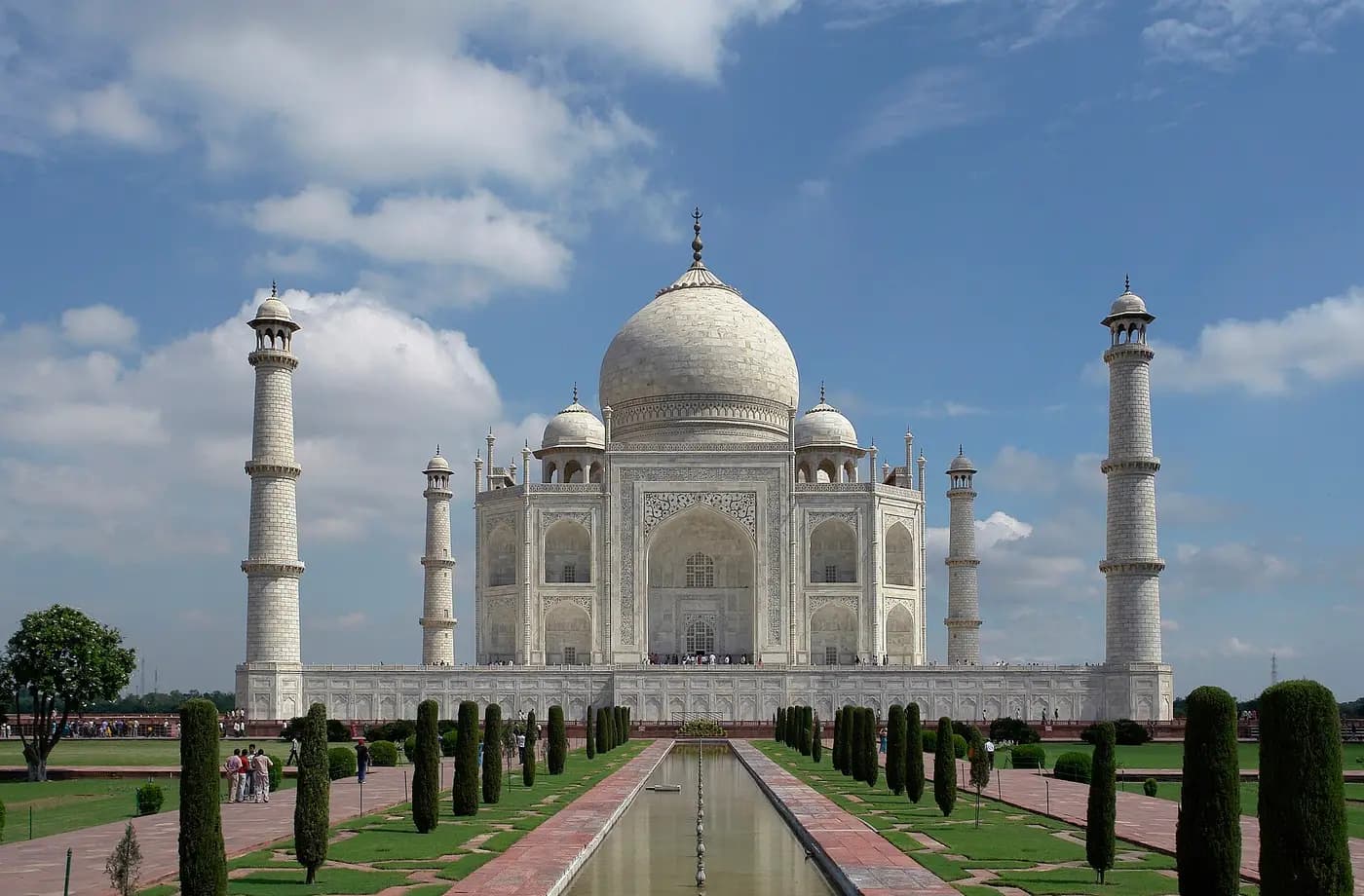 The Taj Mahal and its reflecting pool in Agra