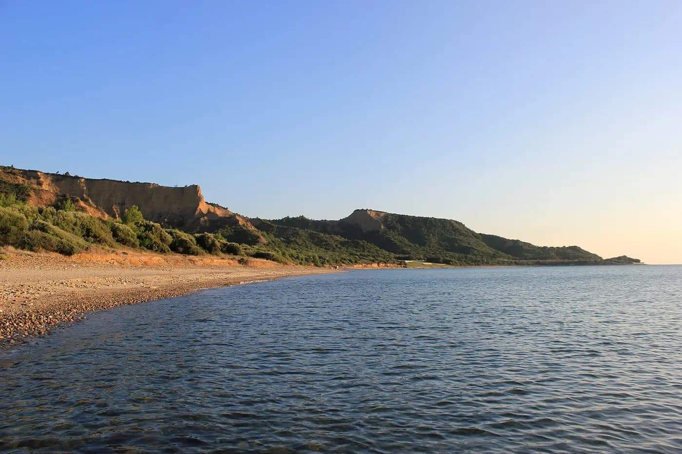 The shoreline and cliffs at Anzac Cove on the Gallipoli peninsula
