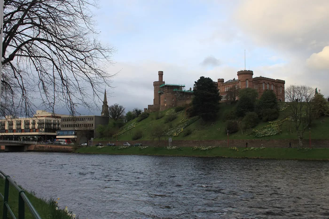 Red sandstone Inverness Castle on its hill above the River Ness