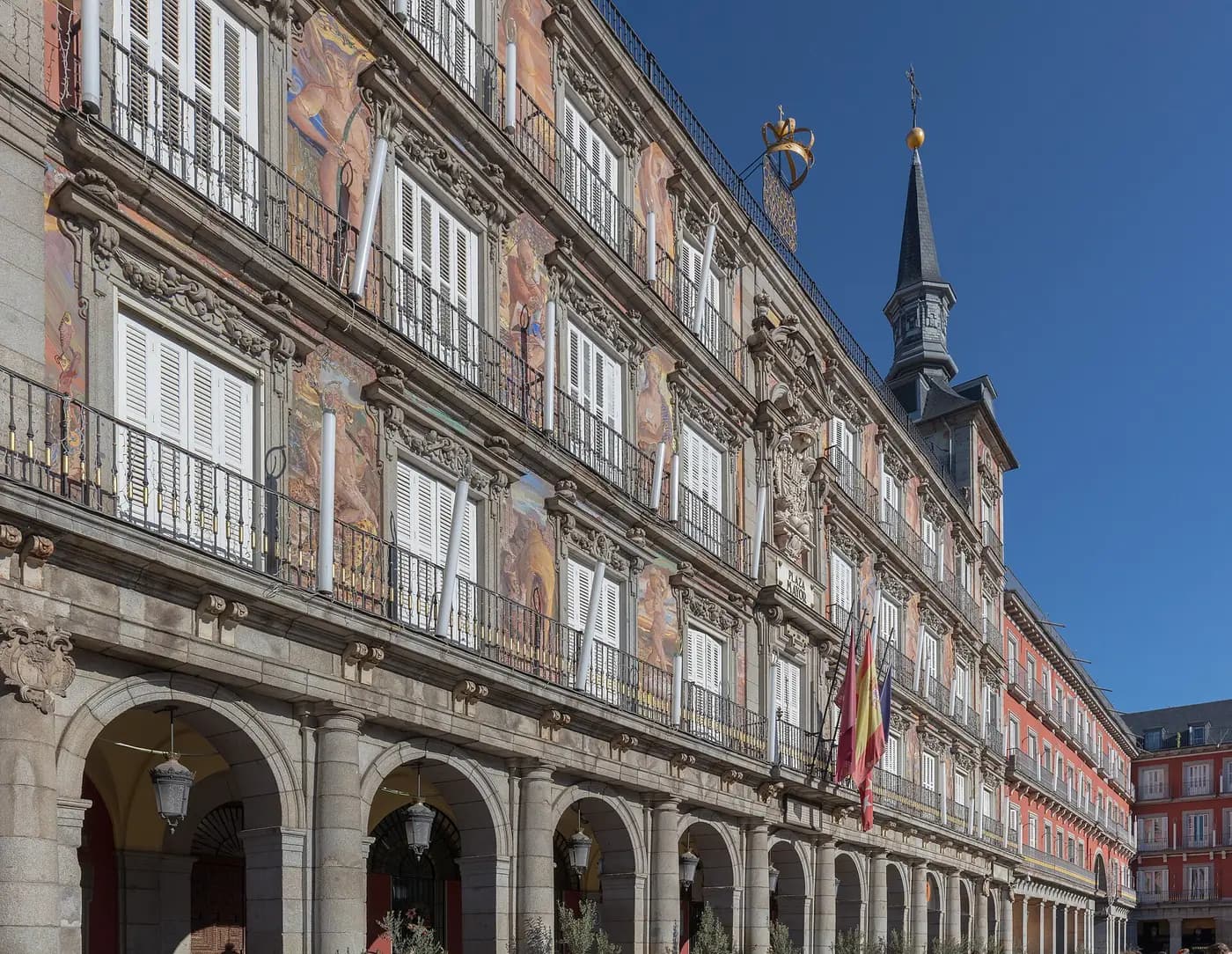 Arcaded buildings around the Plaza Mayor in Madrid