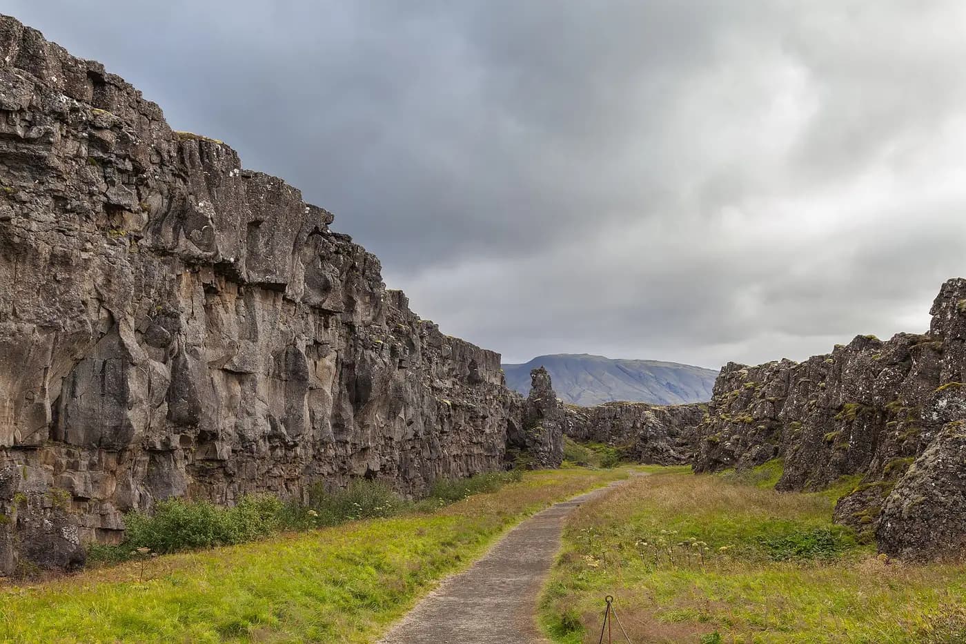 The path through the Almannagjá rift at Þingvellir, where Iceland's Althing assembly met from 930