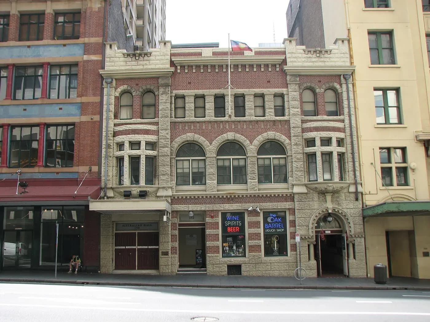 The ornate facade of Australian Hall on Elizabeth Street, Sydney, where the 1938 Day of Mourning met