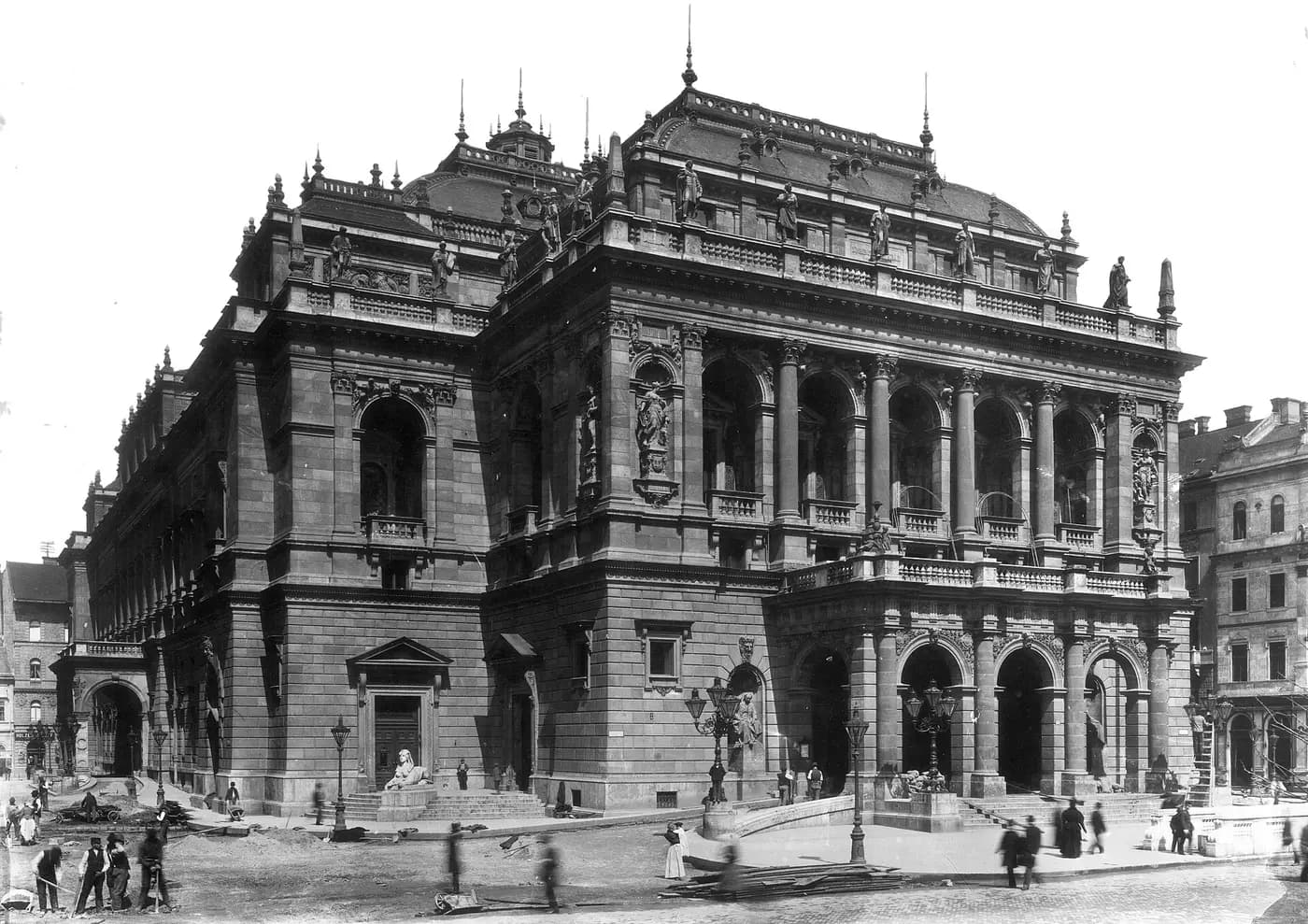 The Hungarian State Opera House on Andrássy Avenue in Budapest, photographed around 1890