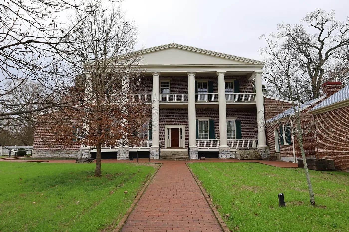 The columned front of the Hermitage, Andrew Jackson's plantation mansion outside Nashville