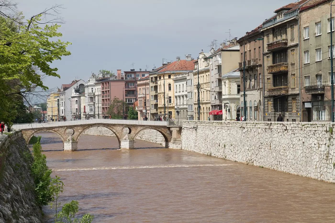 The Latin Bridge over the Miljacka river in Sarajevo, beside the assassination site