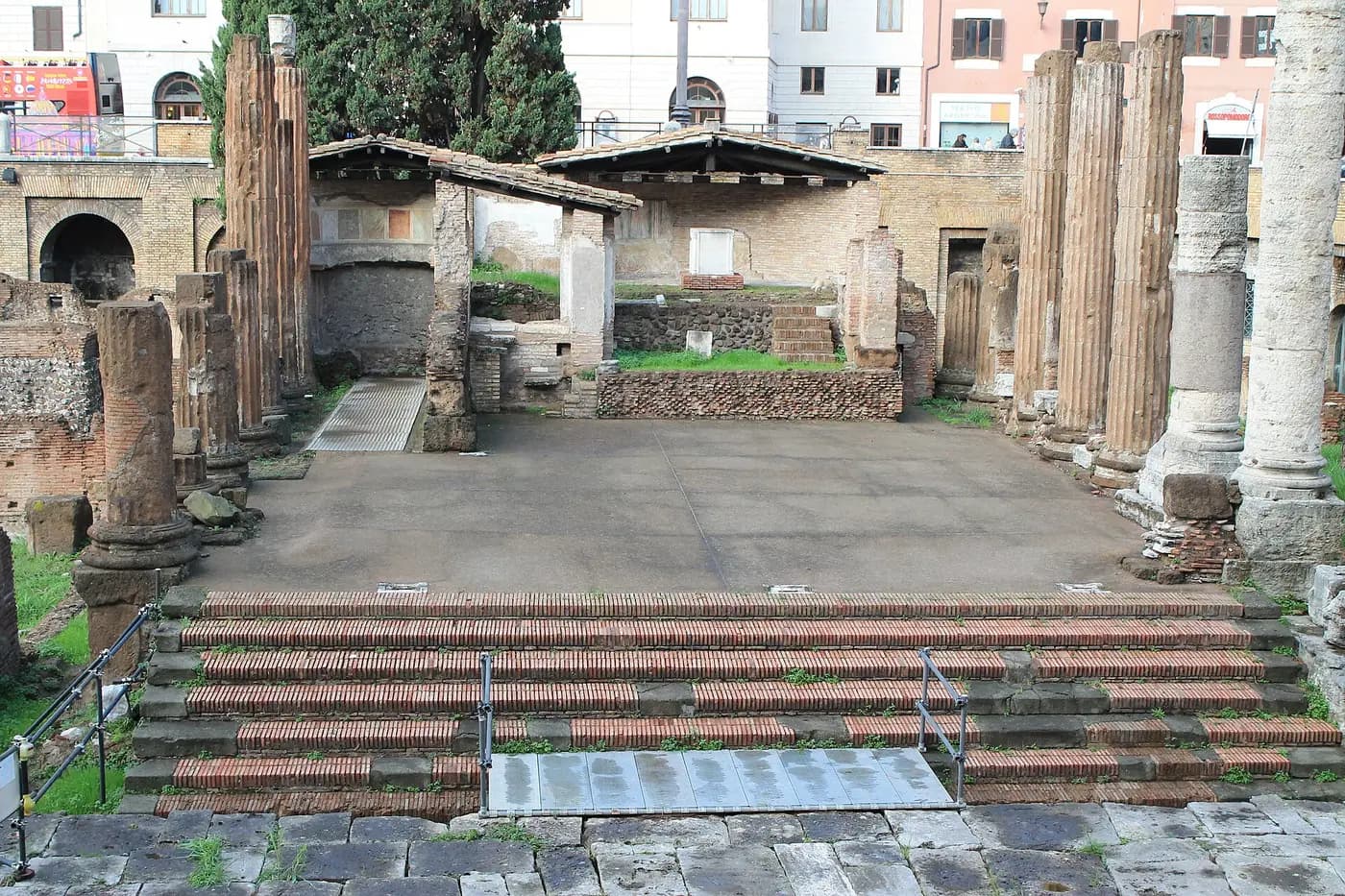 Sunken Roman temple ruins in Largo di Torre Argentina, beside where Caesar was killed