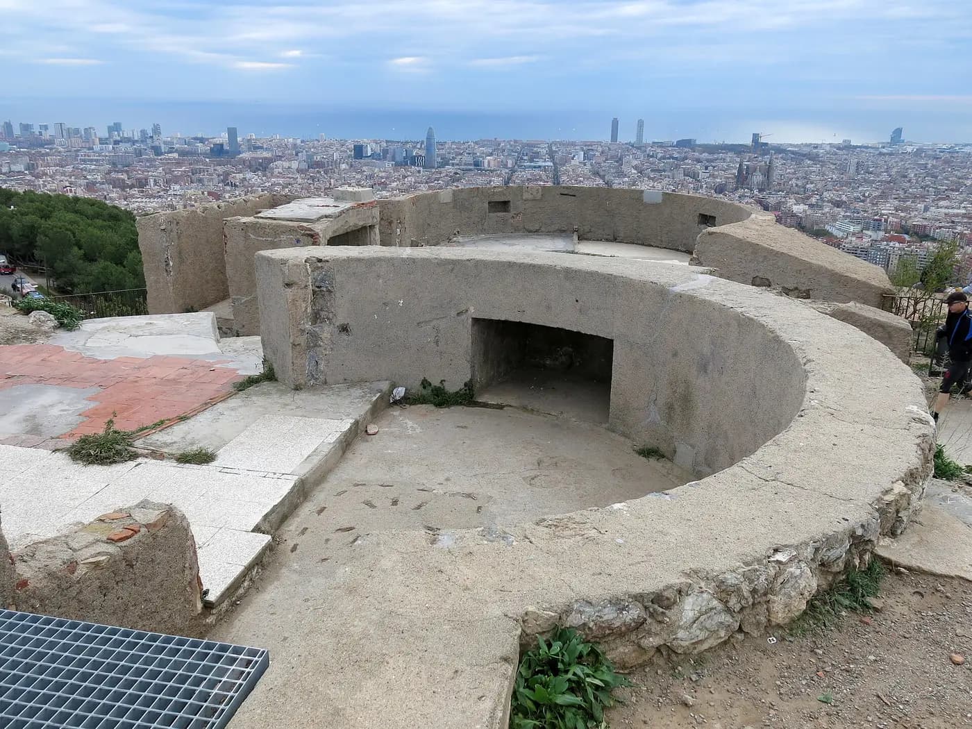 A concrete gun emplacement of the anti-aircraft battery on Turó de la Rovira, overlooking Barcelona