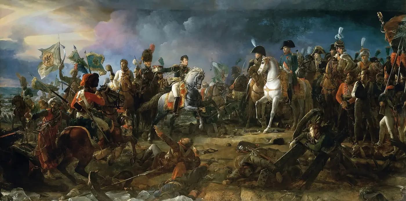 François Gérard's painting of General Rapp presenting captured standards to Napoleon at Austerlitz
