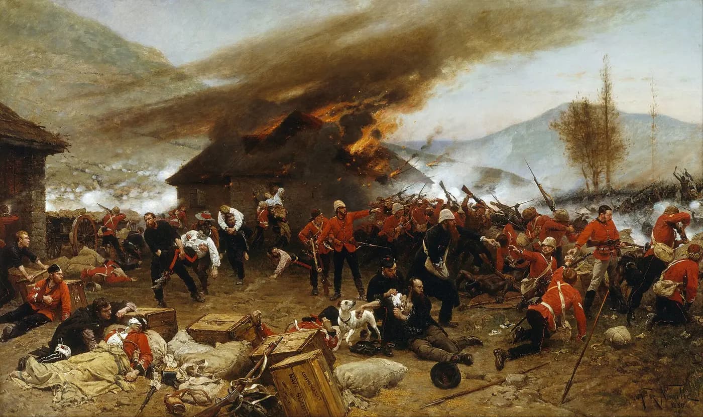 Alphonse de Neuville's painting of British soldiers defending the mission post at Rorke's Drift in 1879