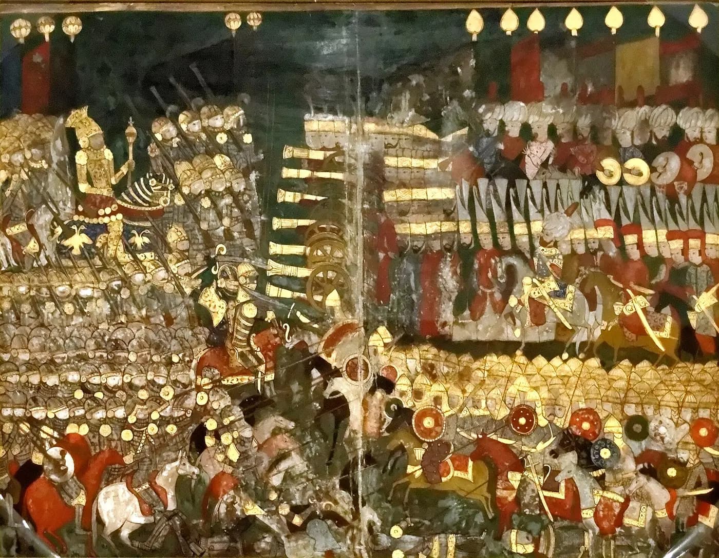 Ottoman miniature of the Battle of Mohács, with Suleiman's army in close ranks against the Hungarians