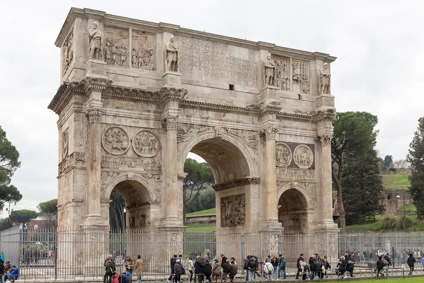 The Arch of Constantine in Rome, raised by the Senate to celebrate his victory