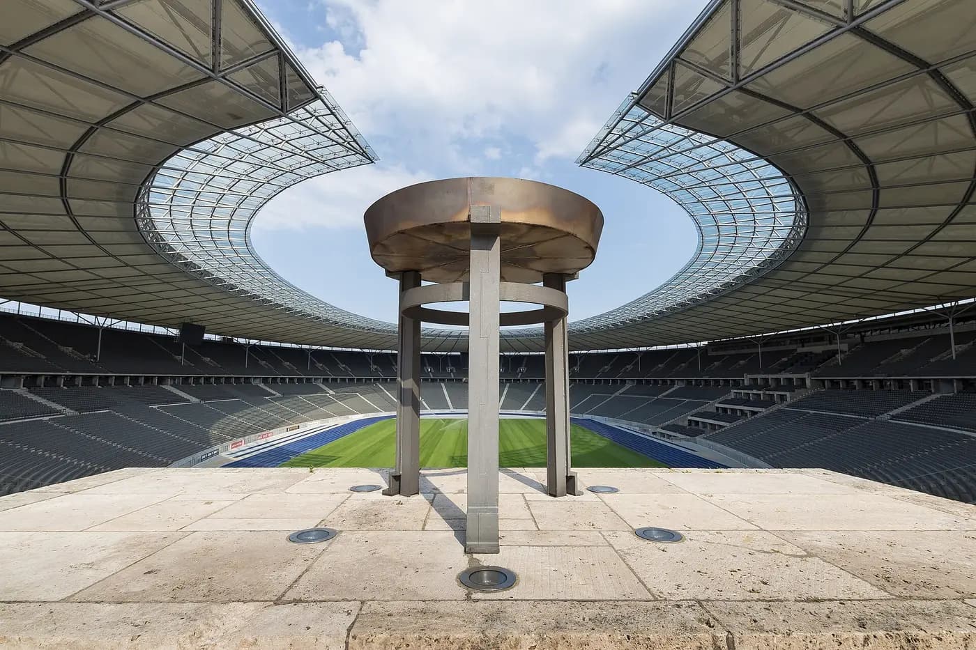 Berlin's Olympic Stadium seen from the Marathon Gate, with the bowl that held the 1936 Olympic flame