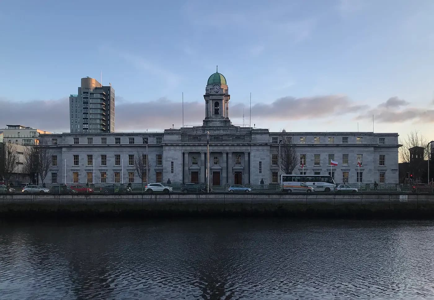 Cork City Hall on the River Lee, rebuilt in the 1930s where the old hall burned in 1920