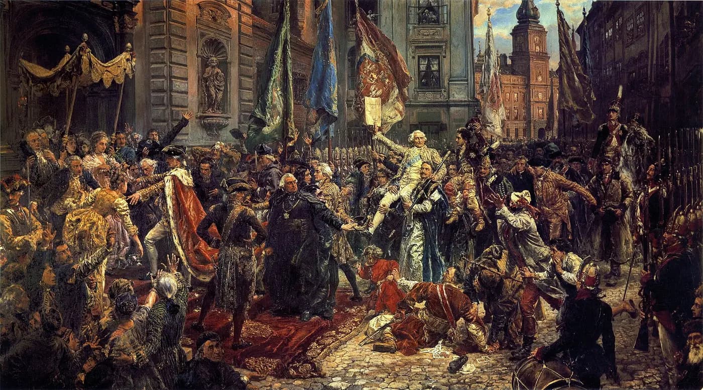 Jan Matejko's 1891 painting of King Stanisław August and deputies in procession after adopting the constitution