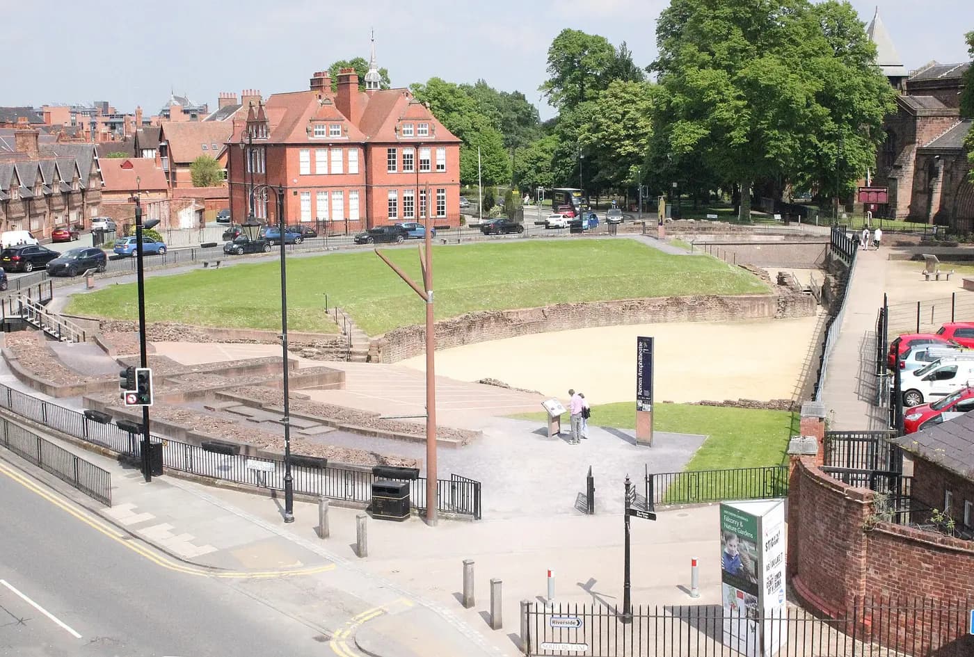 The excavated northern half of Chester's Roman amphitheatre, just outside the line of the city walls