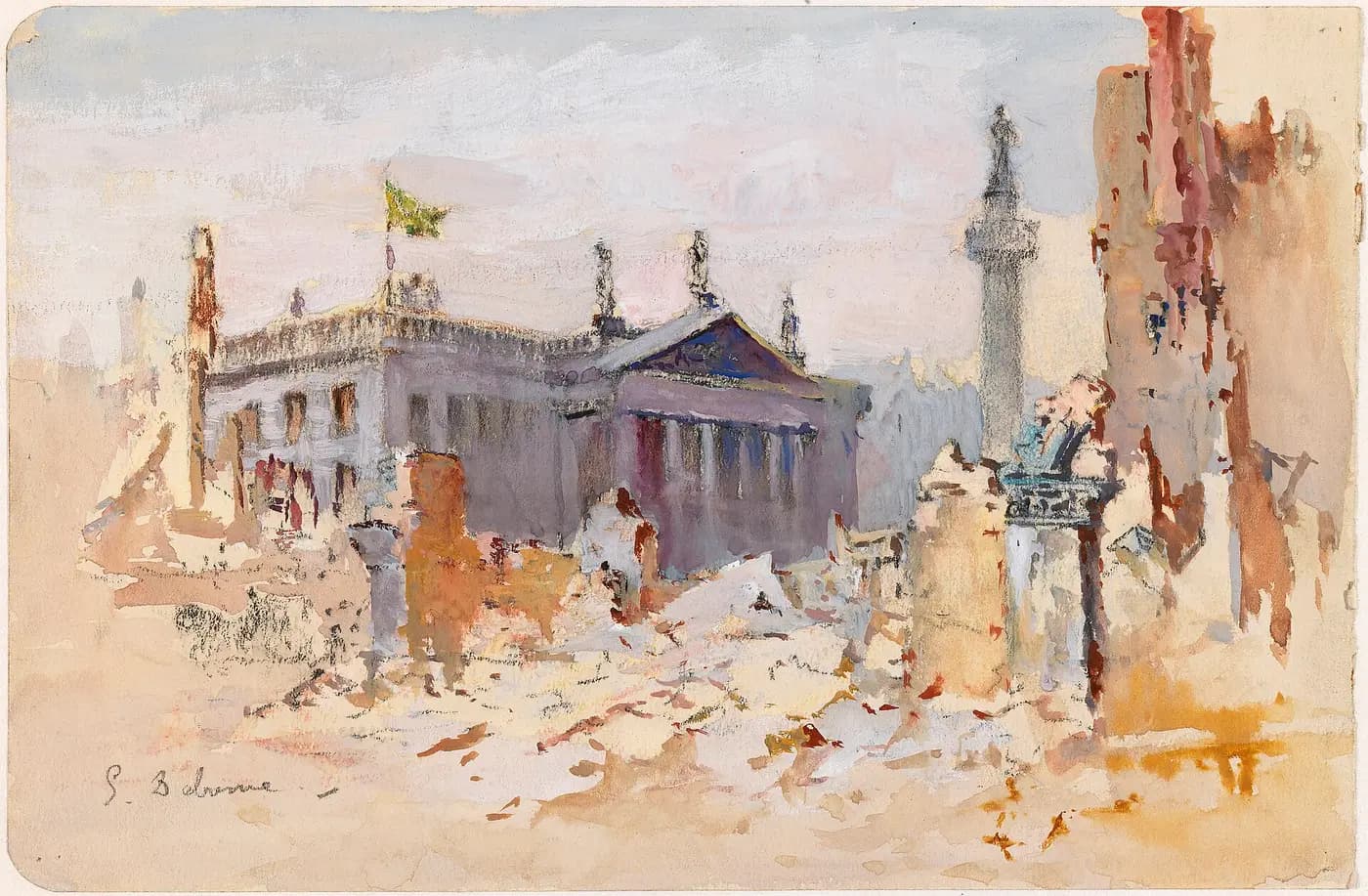 Ruined buildings along Sackville Street, Dublin, after the 1916 Easter Rising