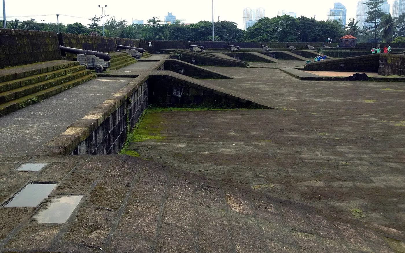 The stone walls of Intramuros, the Spanish walled city of Manila