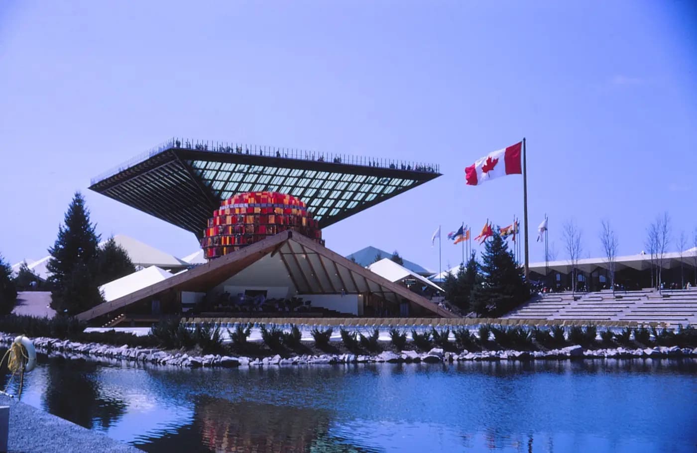 The Canada Pavilion's inverted pyramid on Île Notre-Dame in 1967, later the site of Cross's release talks