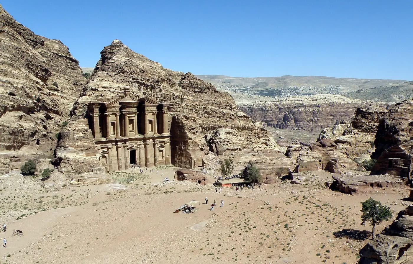 The rock-cut Monastery facade at Petra, Jordan