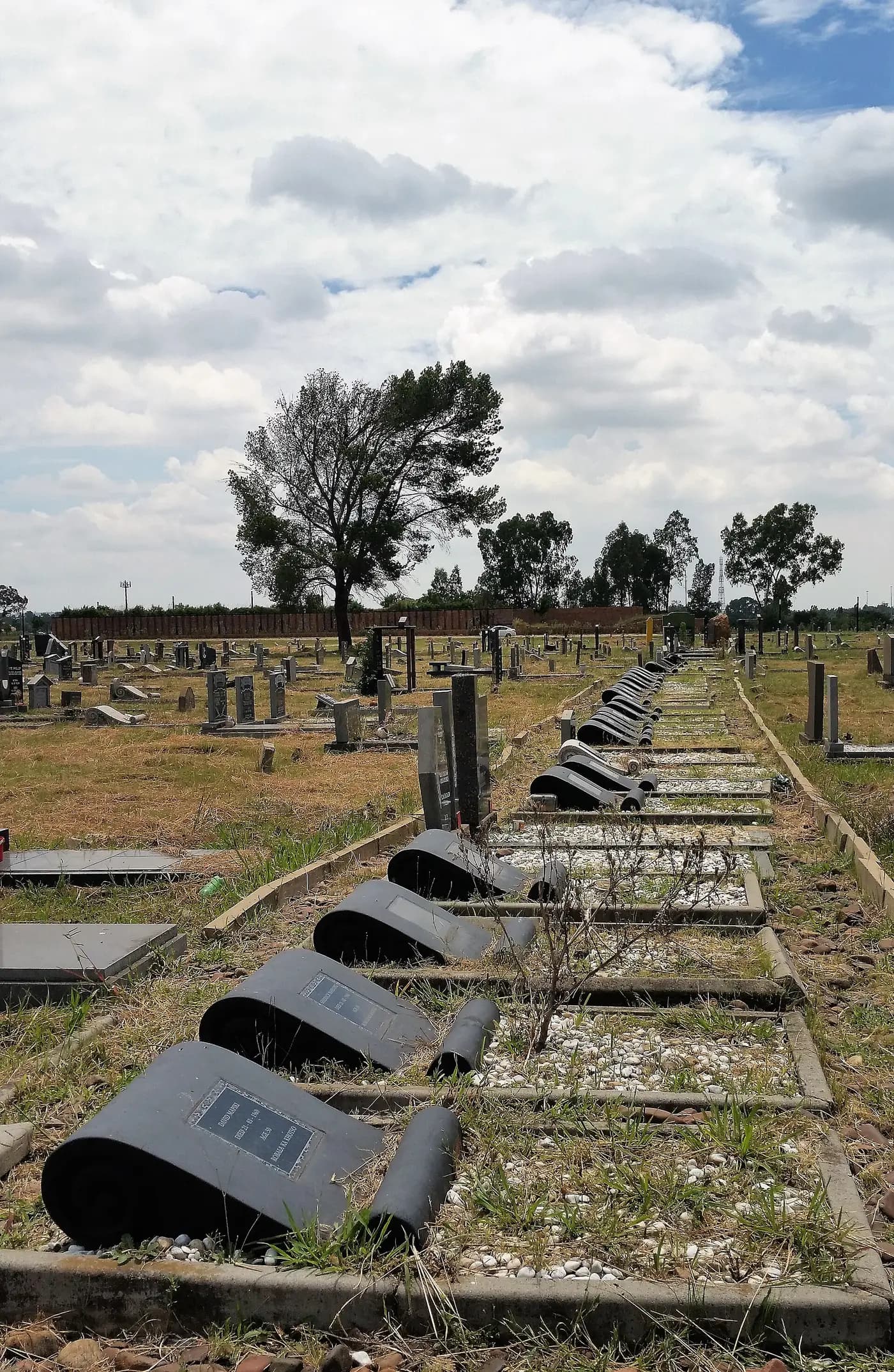 The memorial row of graves for the 69 people killed at Sharpeville in 1960