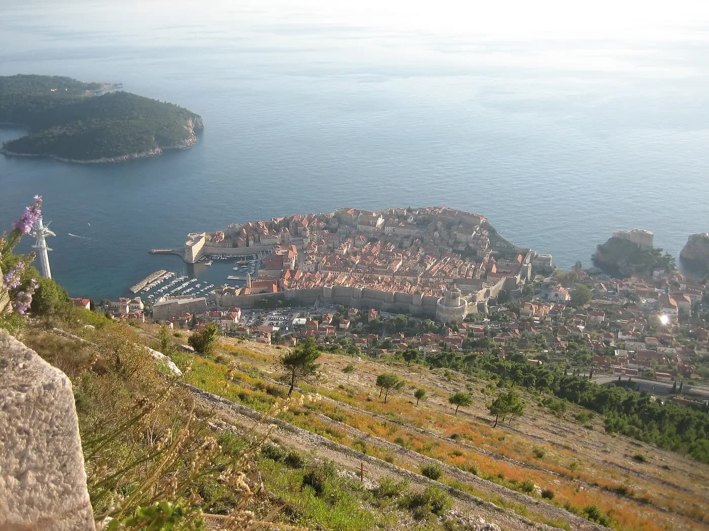 Dubrovnik's walled Old Town and Lokrum island seen from Fort Imperial on Mount Srđ