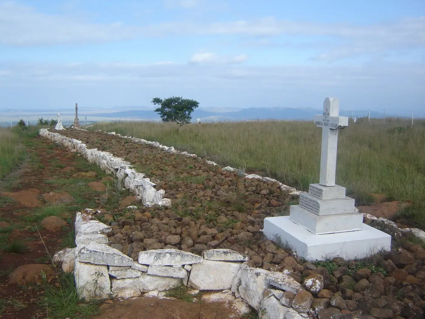 British graves in the trenches on Spioenkop hill, where soldiers fell in January 1900
