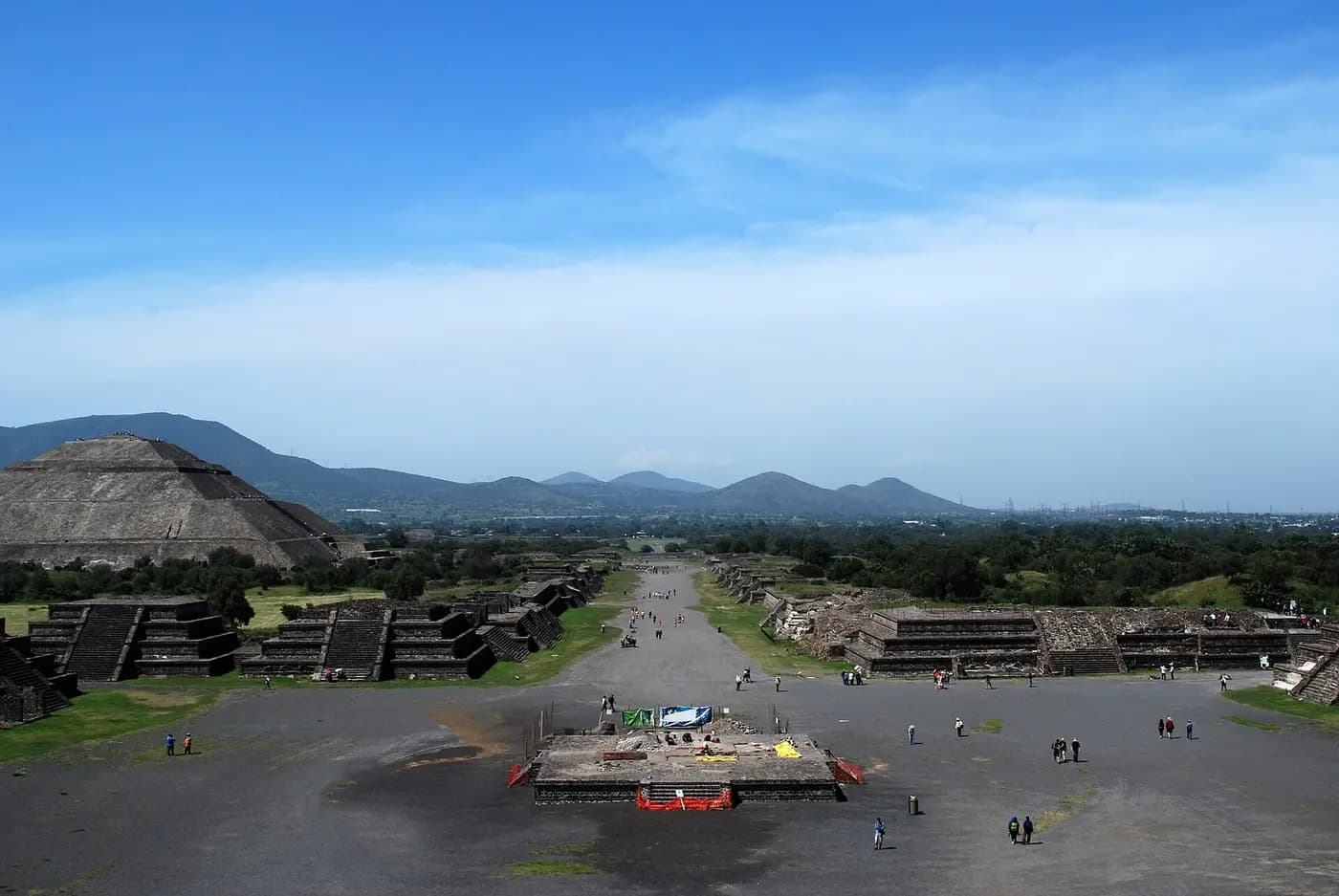 The Avenue of the Dead at Teotihuacan lined with stepped platforms
