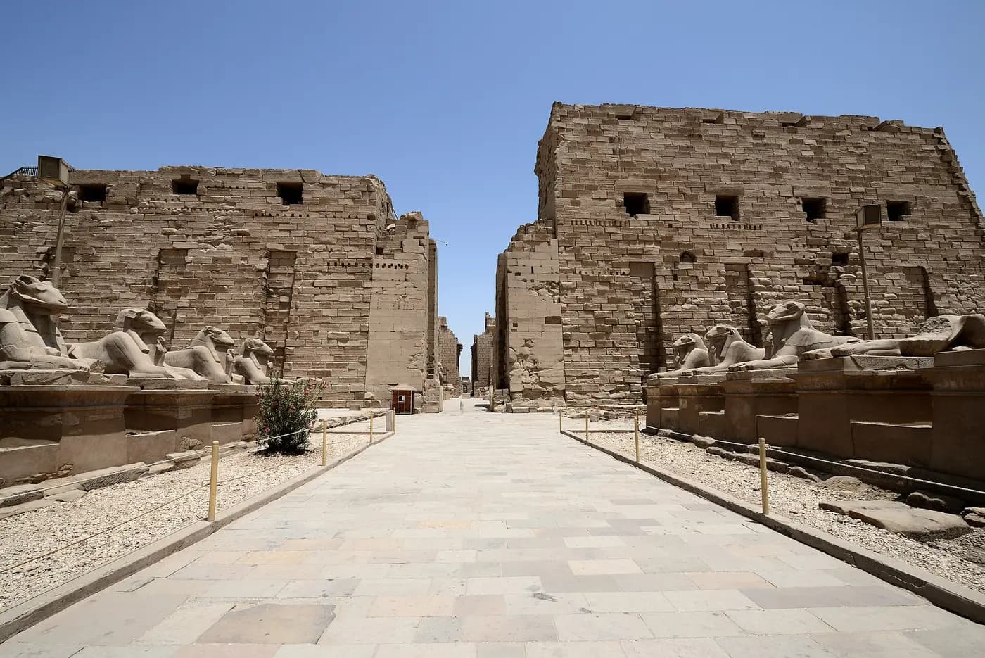 Columns and walls of the Karnak temple complex at Luxor