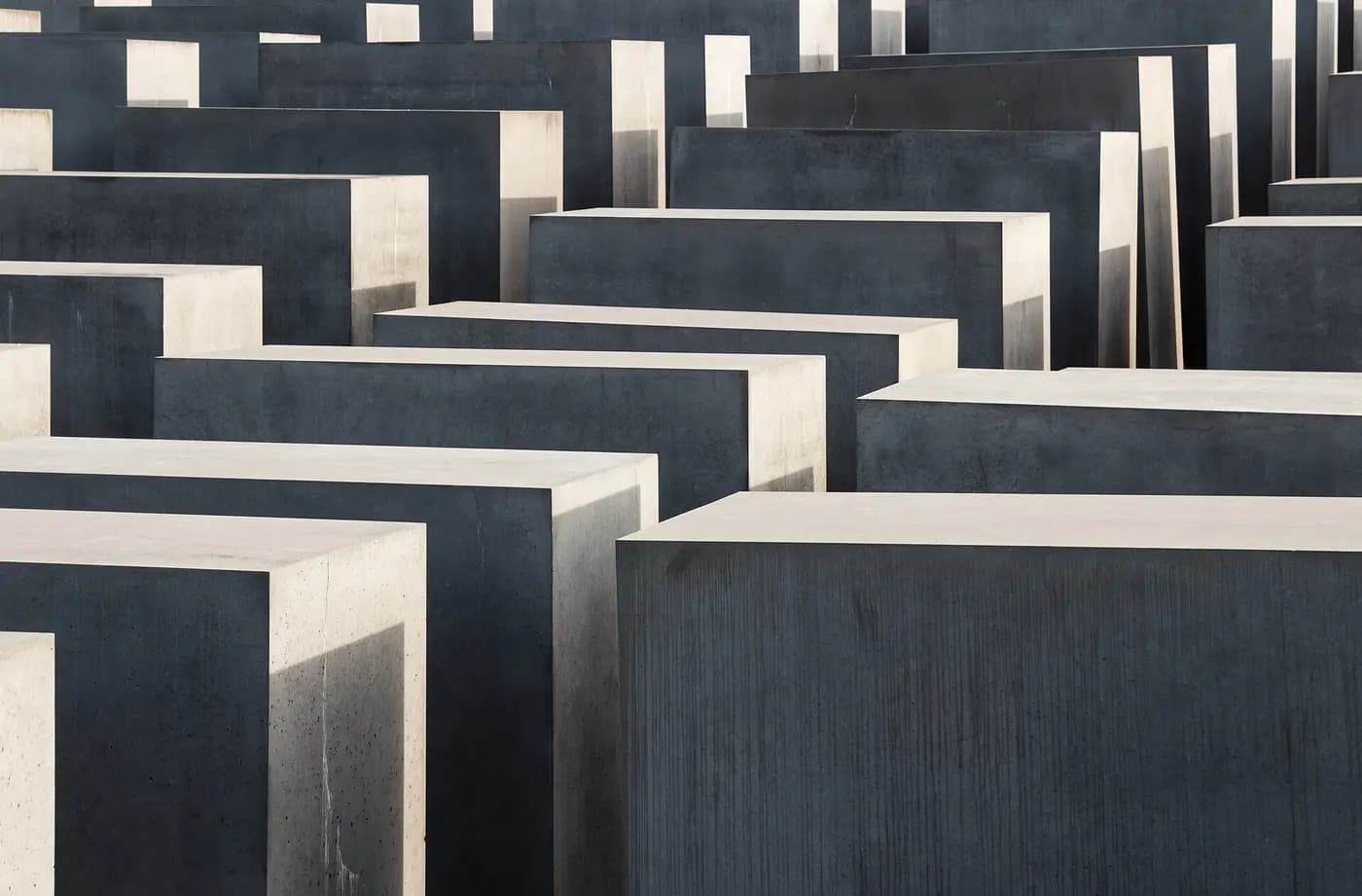 Grid of concrete slabs of the Holocaust memorial in Berlin
