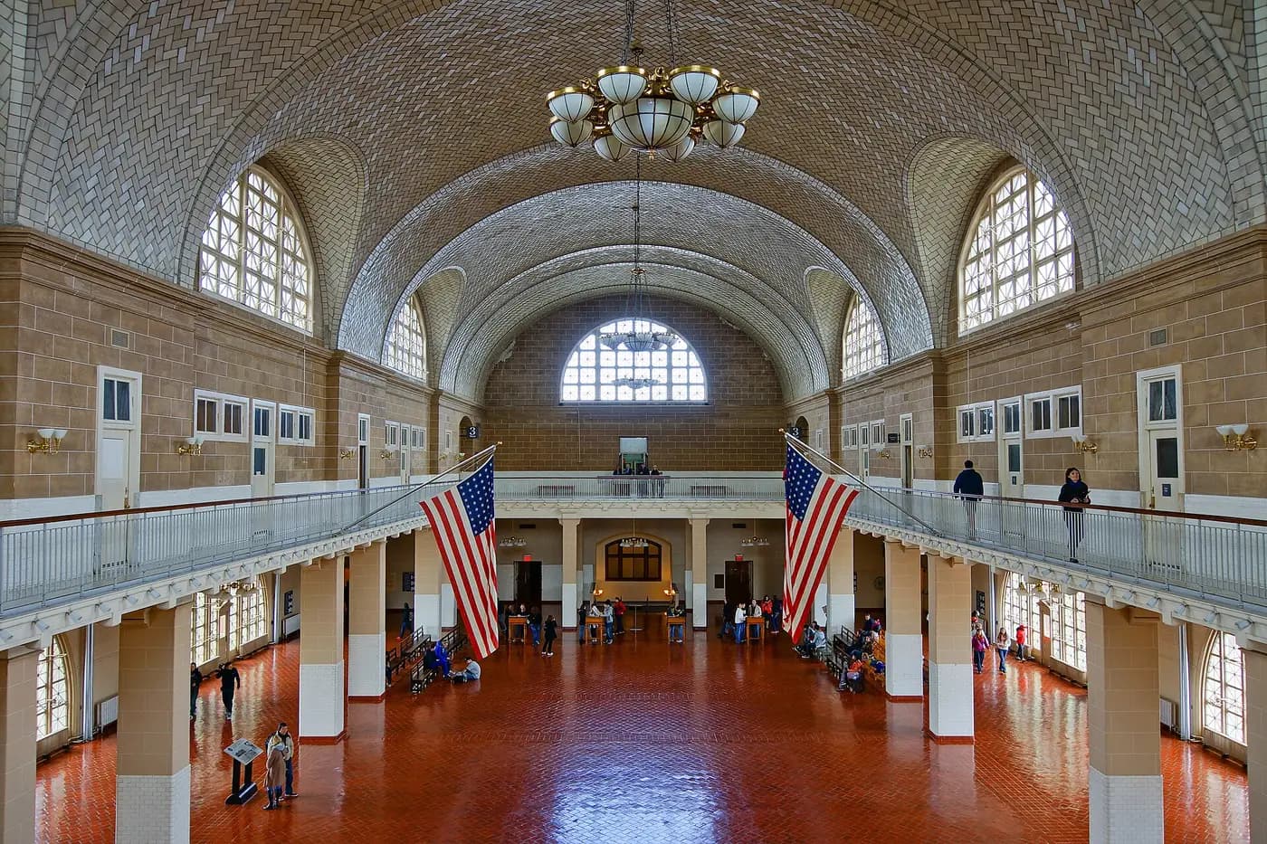 The vaulted Great Hall at Ellis Island where immigrants were processed