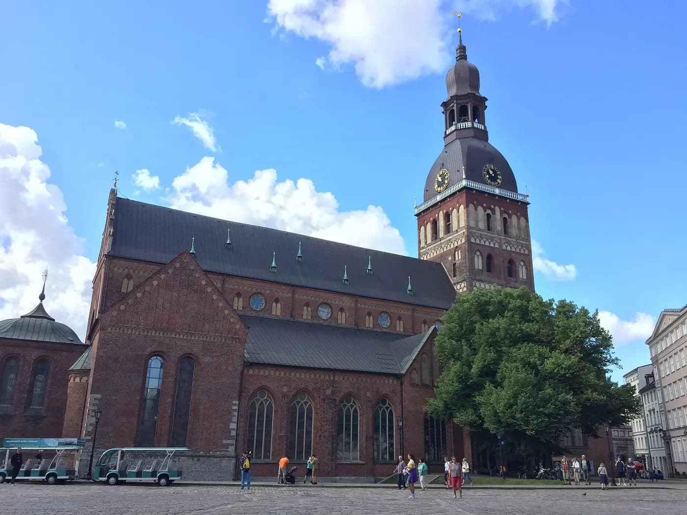 The brick nave and tower of Riga Cathedral on Dome Square in the old town