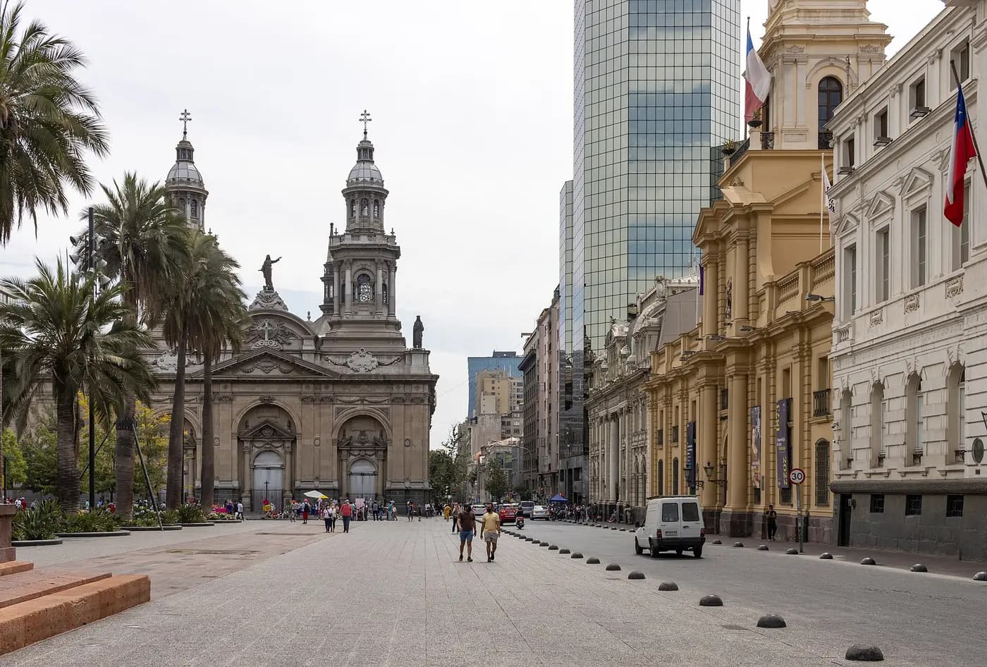 The Metropolitan Cathedral and historic buildings on the Plaza de Armas in central Santiago
