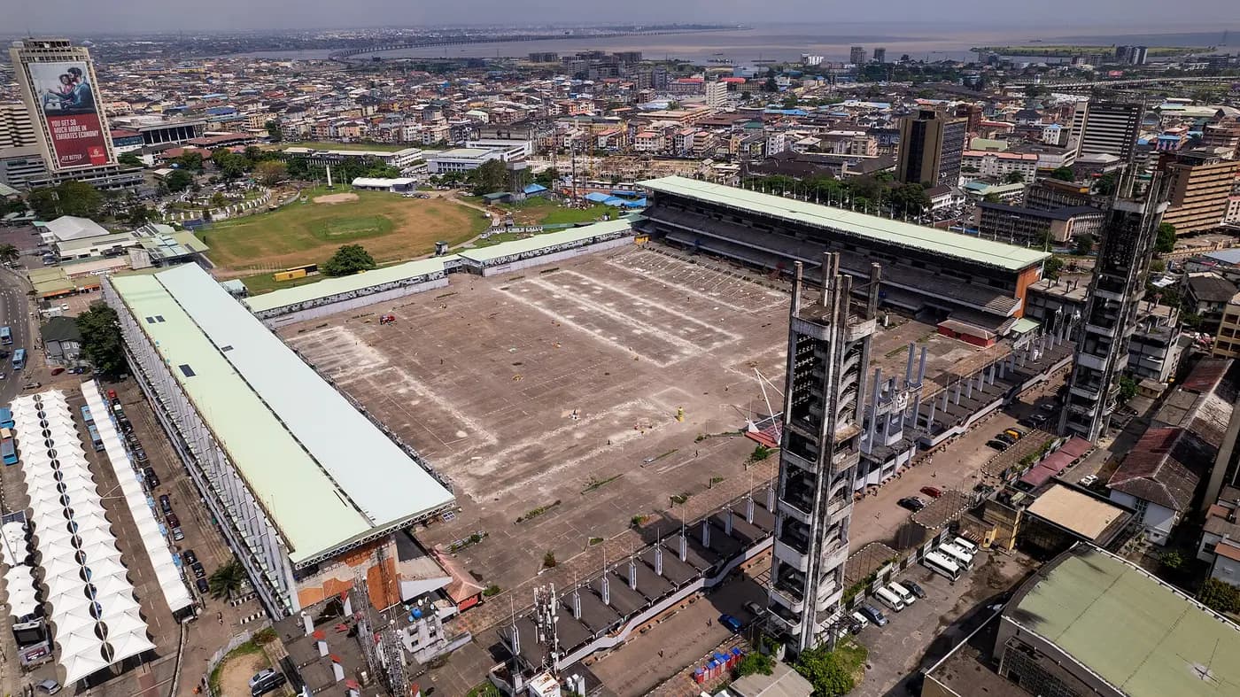 Aerial view of Tafawa Balewa Square in Lagos, the former Race Course where independence was celebrated in 1960